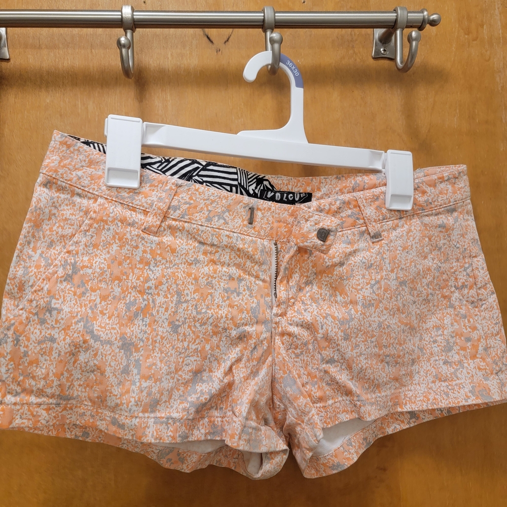 Women's Volcom Orange/Gray/White Business Casual Shorts